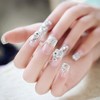 24 Pieces French Nail Tips 3D Decoration Light Powder Bling
