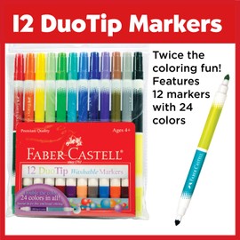 Faber-Castell DuoTip Washable Markers - 12 Markers, 24 Colors