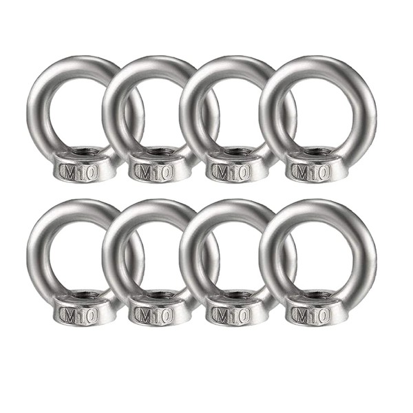 Cyleibe Pack of 8 Stainless Steel Ring Nuts, M10 Ring