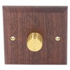 200 to 250V Brass Knob Dimmer Switch, Black Walnut Wood