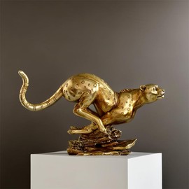 12 Inch Leopard Statue Figurine Sculpture Collectible Gifts for Tiger Lover Office Home Decor Desk Accessories Decoration Garden Figurines Outdoor Decor