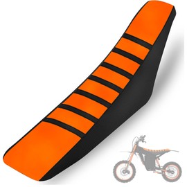 Eiszhjk Dirt Bike Seat Cover Compatible with Tuttio, Motorcycle Universal Seat Cover, Soft Ribbed Covers, Non-Slip Rubber with Black Stripe, Easy to Install, for Dirt Bike and Motocross (Orange)