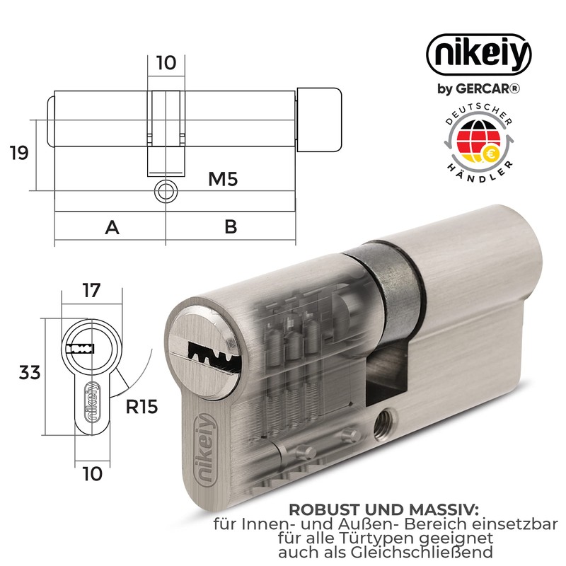 GERCAR Pro Keyed Alike 2x Lock Cylinder 40/55 Set 2