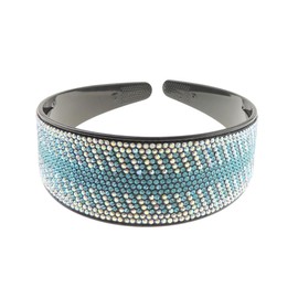 Extra Sparkly Wide Large Womens Diamante Rhinestone Black Crystal Wedding Formal Occasion Christmas Birthday Pageant Bridal Party Alice Band Headwear Hairband Headband (Turquoise Silver, One Size)