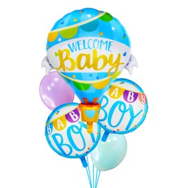 Riseason 5pcs Baby Boy Balloons Kit for Baby Shower Decoration, Baby Shower Balloons Decor, Birthday Party Decoration Supplies