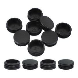 PATIKIL 2 Inch Plastic Tubing End Caps, 10 Pcs Round Hole Plug Insert for Round Iron Pipe Chair Leg Table Bookshelves Patio Furniture, Black