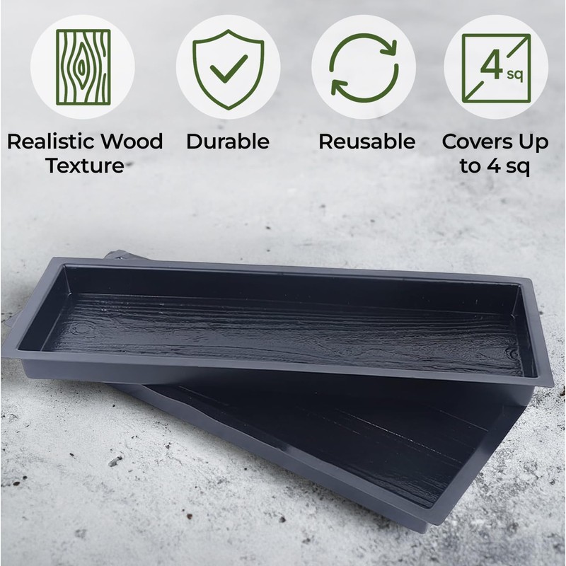 BETONEX Big DIY Precast Concrete Molds 2 pcs Wooden Pavers