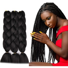 Kanekalon Jumbo Braiding Hair Extensions High Temperature Fiber Crochet Twist Braids With Small Free Gifts 24inch 3pcs/lot(Black)