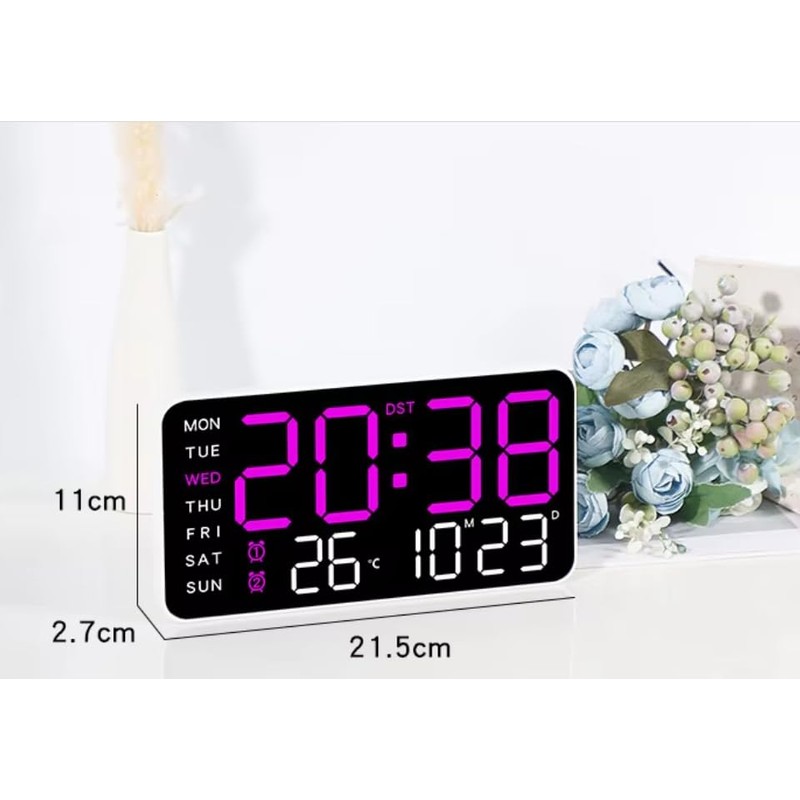Luminous Numeral Multifunctional Frameless Plastic Table Clock, Week Date Temperature