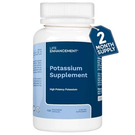 Life Enhancement Suplemento de potasio de alta absorción para la salud de músculos, cerebro y huesos. Sin aditivos. Suplemento de potasio elemental...