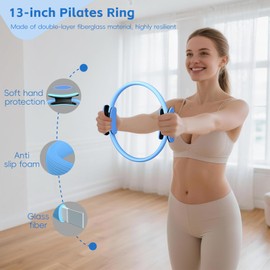 KABCON Pilates Ring Essentials Set for Women with 9.8” Exercise Ball,Elastic Bands, Yoga Socks, Carrying Bag, 13-Pcs Home Workout Set