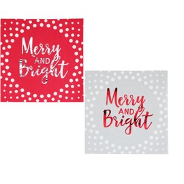 Holiday Napkins - Merry and Bright Christmas Disposable Napkins Set of 32