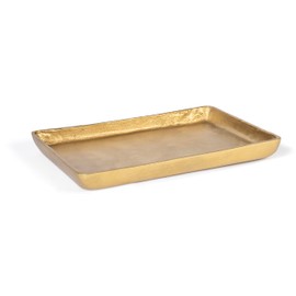 Red Co. 12” x 9” Large Decorative Rectangular Textured Metal Centerpiece Serving Tray, Antique Gold