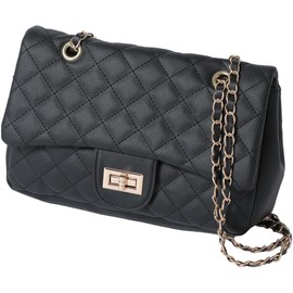 Altrose 332393-01 Women's Black Shoulder Bag, Cross-Body Bag, Cross-Body Bag, Lightweight, Mini Shoulder, Mini Chain, Quilted Pouch, Small, Cute, Popular Brand, 2-Way, Long