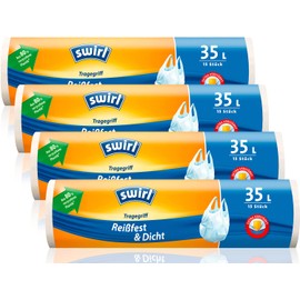 Swirl Tear-Resistant & Tight Carry Handle Bin Liners, Multipack 4x 35L/15 Bags