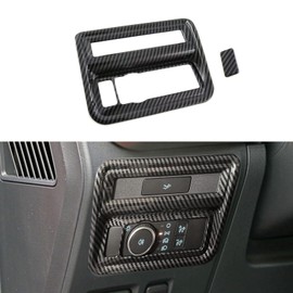 Keptrim for 2021 2022 2023 Ford F-150 ABS Carbon Fiber Side Console Headlight Switch Button Panel Trim, 1pc