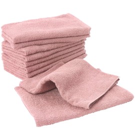 Senshu Towels, Made in Japan, Face Towels, 11 Colors, 34.7 oz (260 Monme), Set of 10, 10 Pieces, 100% Cotton, Moss Pink, Instant Absorption, Quick Drying, Lightweight, Thin, Durable, Solid Color