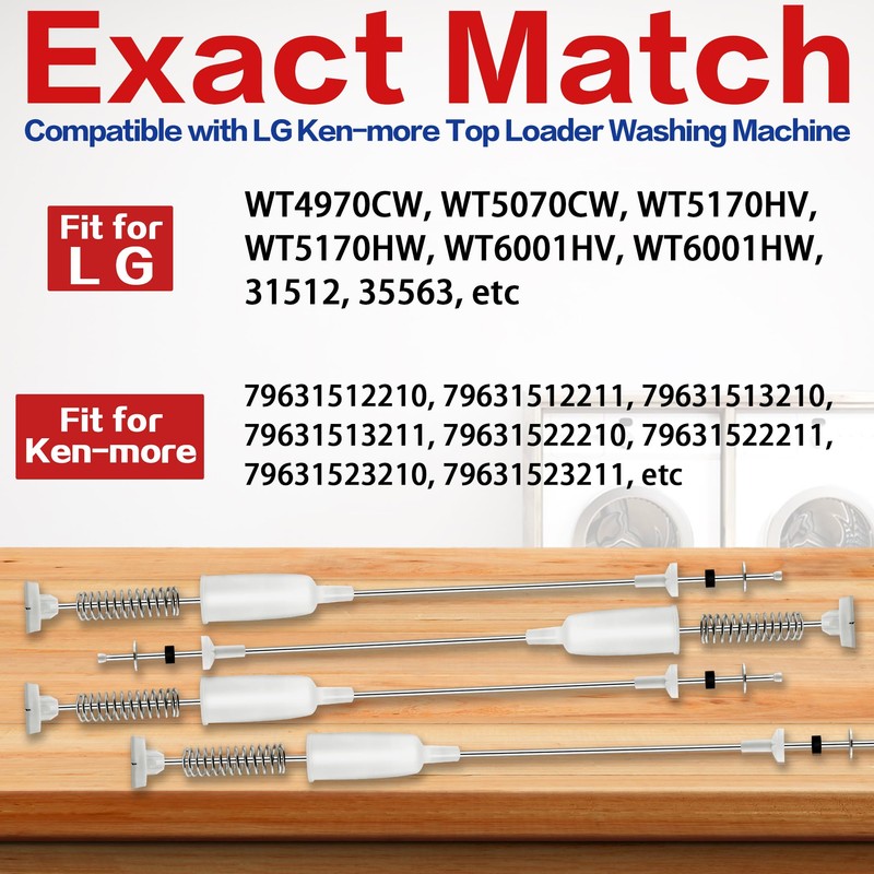 4-Pack 4902EA1002E AJK72909307 Washer Suspension Rods, 25.8 Inch Compatible with