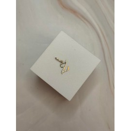 Rodium - Gold Pendant, Letter with Zircons, 14K Gold/585 Fineness, Charms for Necklace or Chain, Bracelet, Ideal Gifts for Women, Chain Pendant for Gold Jewellery, Gold