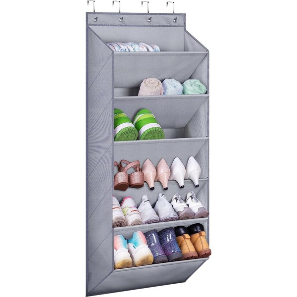 MISSLO Over Door Shoe Storage Heavy Duty with Deep Pockets Hanging Shoe Organiser 6 Shelf Hanging Shoe Rack for Closets and Narrow Doors Shoe Holder Hanger