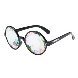 Plur Waves Festival Raves Kaleidoscope Glasses - Rainbow Prism Sunglasses Goggles Diffraction Crystal Lens (Clear)