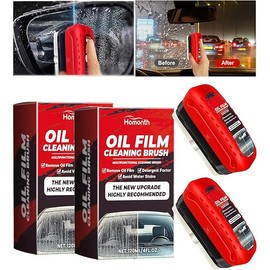2 PCS Automotive Oil Film Cleaning Brush,2025 New Coating for Windshield, Prevents Rain and Fog,Improves Clarity and Visibility