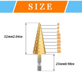 Hocansen 3-Piece Step Drill HSS Drill Bit Spiral Groove Step Drill Metal Hexagonal Taper Cone Drill with Scale for Wood Plastic Punching (3-12 mm, 4-12 mm/20 mm/JT-ZT)