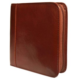 Aston Leather Pen Case Zippered Collectors - 6 Pen Holder Brown Case