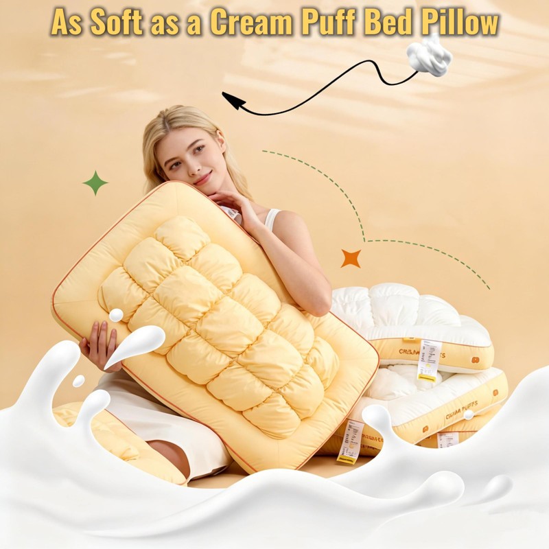 Cream Puffs Pillow for Sleeping (Puff Gold)