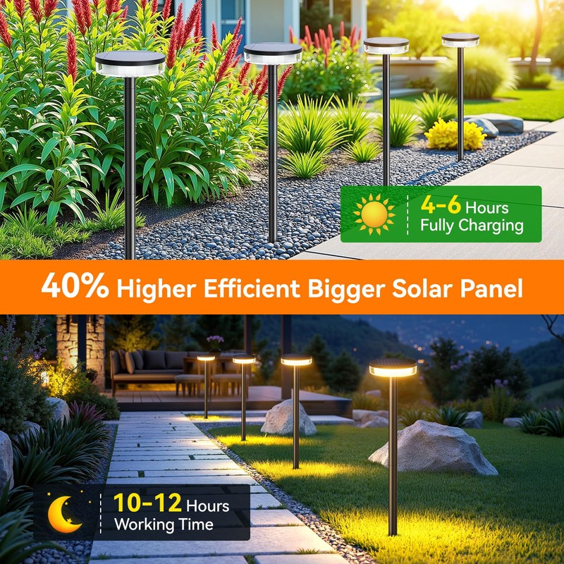 LETMY Solar Pathway Lights Outdoor, 6 Pack 2X Brighter Solar