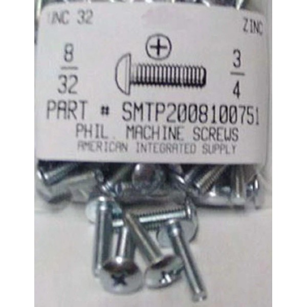 AMERICANINTEGRATEDSUPPLY.COM #8-32x3/4 Truss Head Phillips Machine Screws Steel Zinc Plated