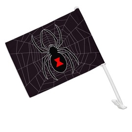 GRAPHICS & MORE Black Spider on Web Car Truck Flag with Window Clip On Pole Holder