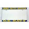 US Navy Chief Petty Officer License Plate Frame, Thin Rim