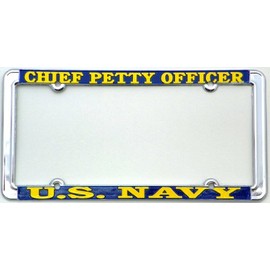 US Navy Chief Petty Officer License Plate Frame, Thin Rim