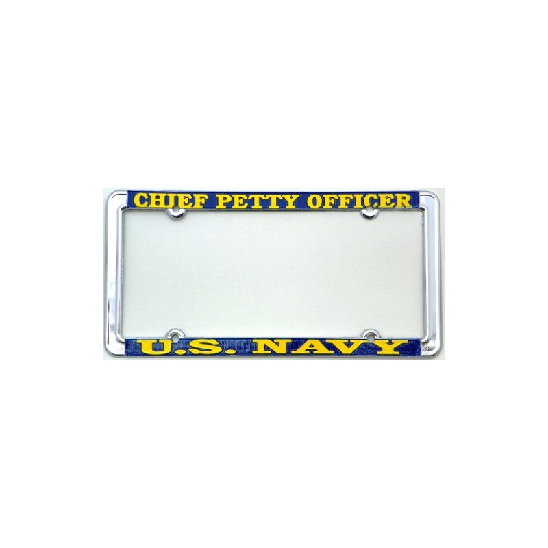 US Navy Chief Petty Officer License Plate Frame, Thin Rim