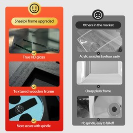 CD Display Frame with Real Glass, Signed Music Disc Wooden Case for Tabletop&Wall mount,Autograph Album Picture Frame Table Stand and Wall Shelf Décor(Oak frame&White mat)