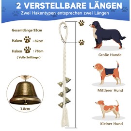 Dog Training Bell Length Upgrade 92 cm Adjustable Dog Doorbell Pet Training Doorbells Interaction Bell Training Bell for Potty Training