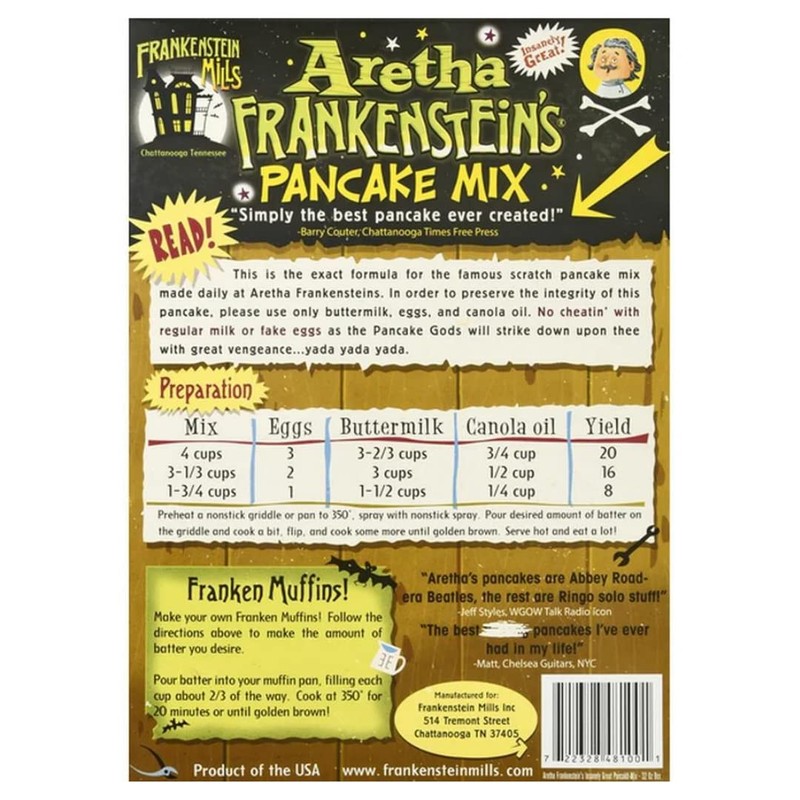 Aretha Frankenstein's Insanely Great Pancake Mix - 32 Oz Box