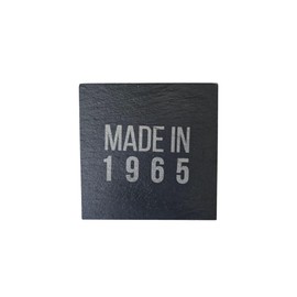 Made in 1965 Slate Coaster – 60th Birthday Gift for Men or Women – Square Laser Engraved Stone Drink Mat – Funny Gift Idea – Vintage Born in 1965 Design