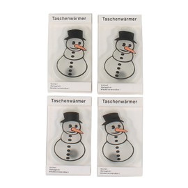 4 Hand Warmers with Snowman Motif, Reusable, with Metal Plates, Pocket Warmers for Warm Hands for Children and Adults