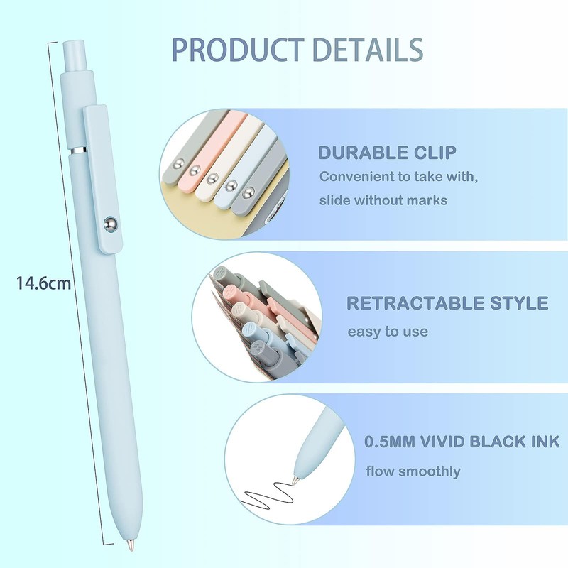 Lanxivi 5PCS Gel Pens Quick Dry Ink Pens Black Refill