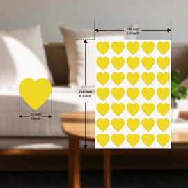 Yellow Heart Stickers 1 Inch Vinyl Love Shaped Stickers for Children Reward Self-Adhesive Removable Waterproof Sticker for Valentines Mother’s Day Card Envelope Seals Birthday Wedding 700 PCS