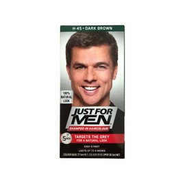 Just For Men Shampoo-In Colour, Grey Hair Dye For Men, Various Shades, Restores Original Colour For A Natural Look - Dark Brown, H-45
