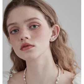 Ever Faith 925 Sterling Silver 7 Cubic Zirconia Ear Crawler Earrings Diamond Arrow Cartilage Climber Hypoallergenic Piercing Gifts for Women Silver-Tone