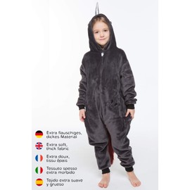 corimori – Ruby Punk Unicorn, Children's, Boys, Girls, Onesie, Jumpsuit, Suit, Costume, Fancy Dress (Size 110–130 cm), Black