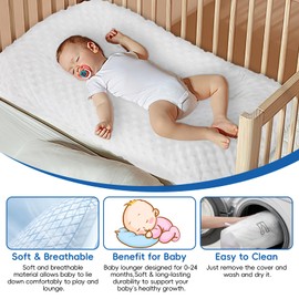 Loevin Baby Lounger Pillow,Baby Lounger Pillow for Newborn Cosleeping for Baby in Bed,Newborn Lounger Baby Nest for Boys & Girls 0-12 Months(White Bean)