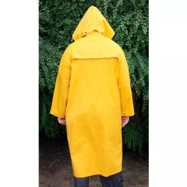 MCR Waterproof Yellow Safety Rain Coat Rain Jacket 49" Detachable Hood .35mm PVC - 2XLARGE