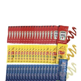Kraft Mayo, Hunt's Ketchup, French's Mustard Condiment Packs 50 Single Serve Pouches of Each: Ketchup, Mustard and Mayo