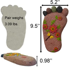 QZSDBWHCB Stepping Stones - Light Brown Resin Footprint Shaped Set of 2 for Patio, Deck, Garden or Sidewalk