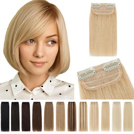 SEGO Short Hair Extensions Clip in Human Hair 6 Inch Toppers for Women Adding Volume-1 Pcs 10g #24 Natural Blonde